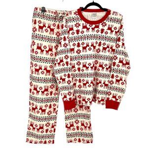 Hanna Andersson Dear Deer Reindeer Organic Cotton Pajamas Red White Size Medium